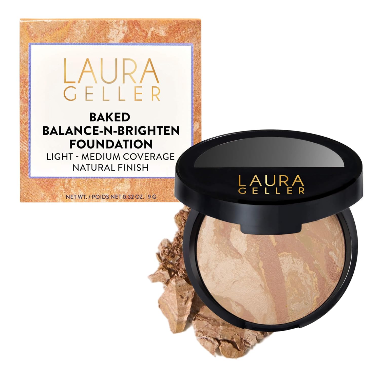 LAURA GELLER NEW YORK Award-Winning Baked Balance-n-Brighten Color Correcting Powder Foundation - Light - Buildable Light to