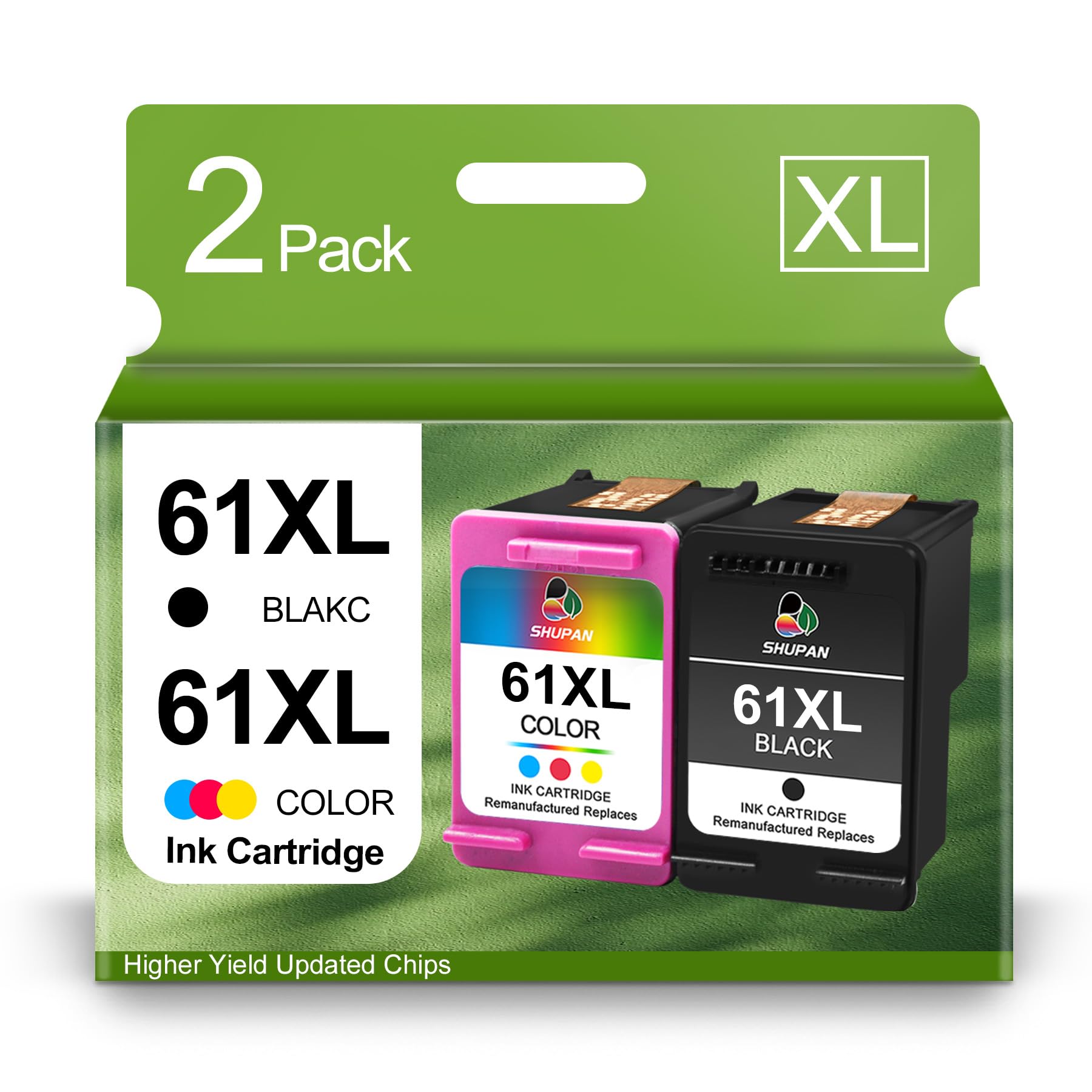 Photo 1 of 61XL Ink Cartridge Black and Color Combo Pack Replacement for HP 61XL 61 Use with HP Envy 4500 4508 5535 DeskJet 1000 1012 1512 Officejet 2620 2624 eAIO Series Printer (1 Black+1 Color)
