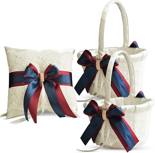 Amazon Com Roman Store Ivory Ring Bearer Pillow And Basket Set