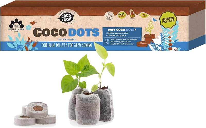 Coco&Coir Peat-free 50 Pcs 40mm Coir Pellet Seed Disks for Germination