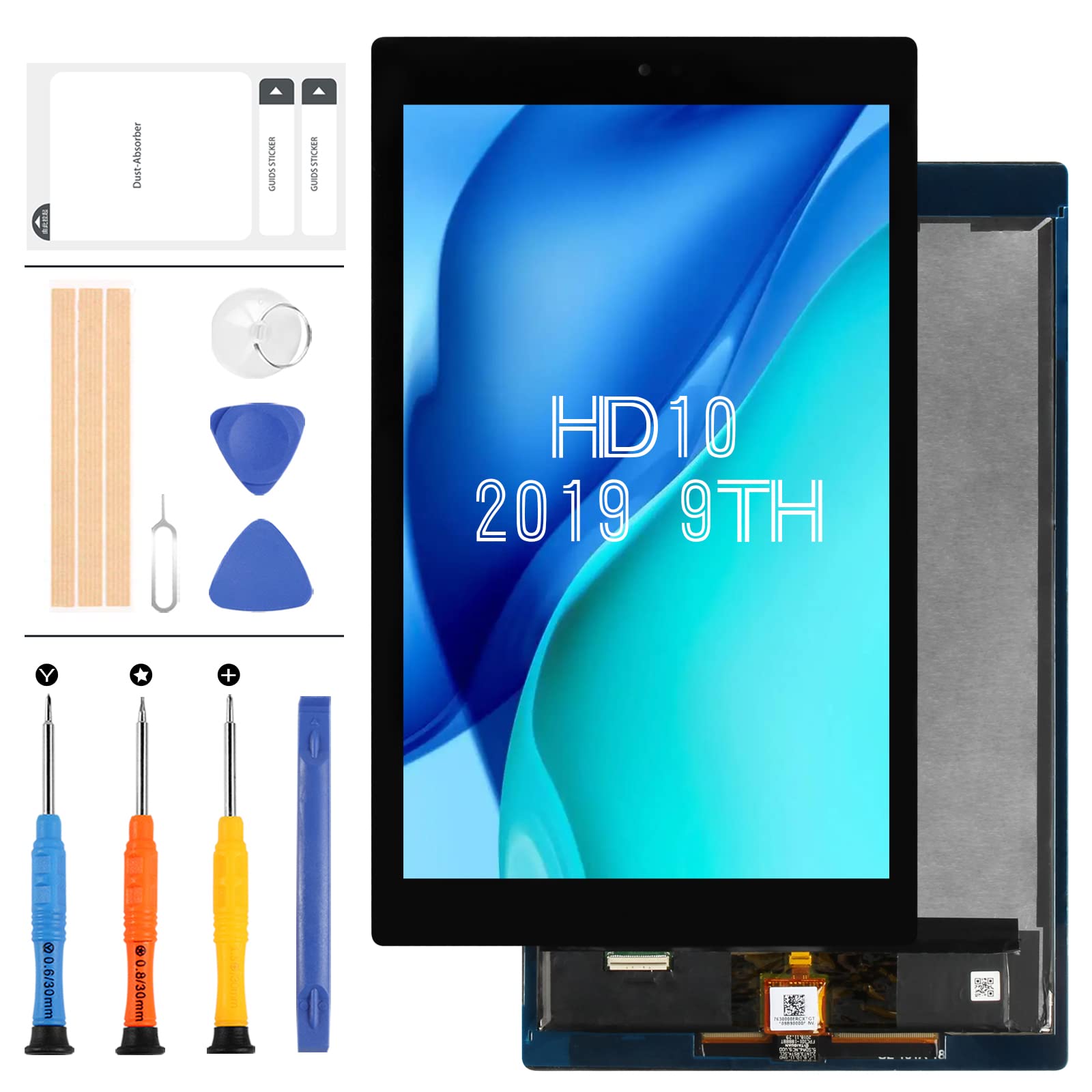 LCD Screen for Amazon Fire HD 10 HD10 2019 9th Gen M2V3R5 LCD Display Touch Screen Digitizer Matrrix Assembly Full Glass Panel Lens Replacement Kits with Free Repair Tools (Black)