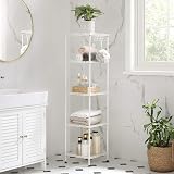 SONGMICS Bathroom Shelf Metal Storage Rack 5 Tiers 100 kg White Translucent view 8