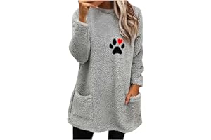 KICILVS Sherpa Pullover Womens Christmas Gnomes Santa Sweatshirt Thermal Long Sleeve Shirts Cozy Warm Fleece Sweater