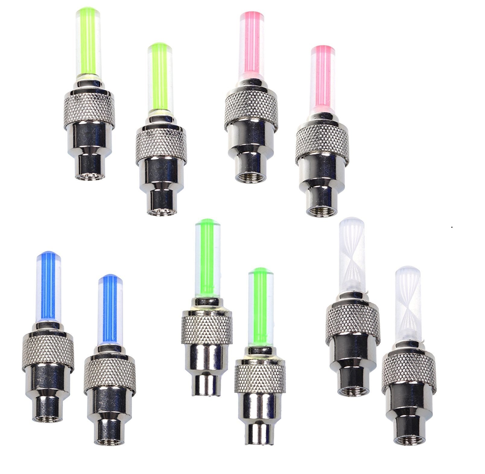 Photo 1 of Dkiigame 10 Pack of Led Flash Tyre Wheel Valve Cap Light for Bike Bicycle Motorbicycle Wheel Light Tire (2 x Red, 2 x Yellow, 2 x Blue, 2 x Green, 2 x Colorful)
