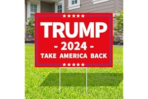 Probsin Trump 2024 Yard Sign with Metal H Stakes Double Sided 12" x 17" Trump Take America Back Red Signs Voted for Trump Outdoor Decorations for Indoor Outdoor Lawn, Garden, Window, Party Supplies