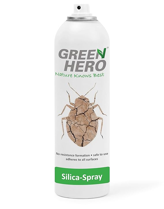 Green Hero Silica-Spray, 500 ml, Insektenspray mit physikalischer Wirkung, Gegen alle kriechenden Schädlinge, Bettwanzen, Mil