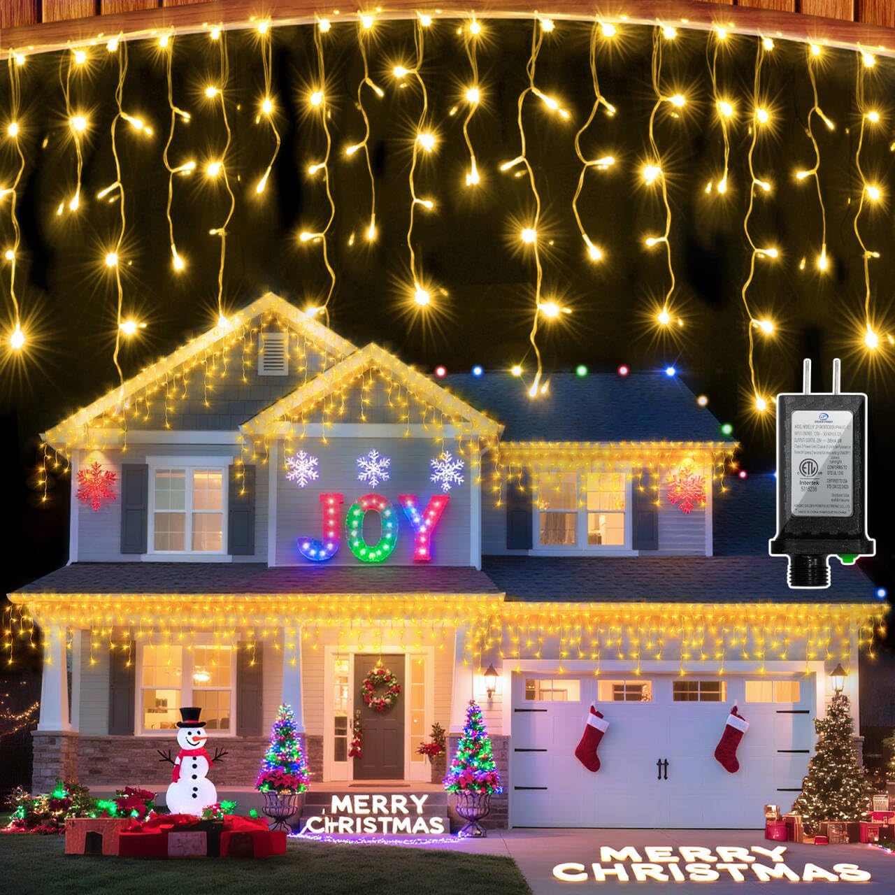 Photo 1 of 1620 LED 164ft Christmas Icicle Lights Outdoor,8 Modes Fairy Curtain Icicle String Lights with 360 Drops, Twinkly Lights Plug in Timerr Memory for Outdoor Holiday Wedding Party (Warm White)