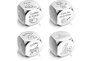 Anniversary Dice for Couples - 4Pcs Date Night Ideas Steel Gift for Christmas, Valentine's Day, Wedding, Birthday - Romantic 