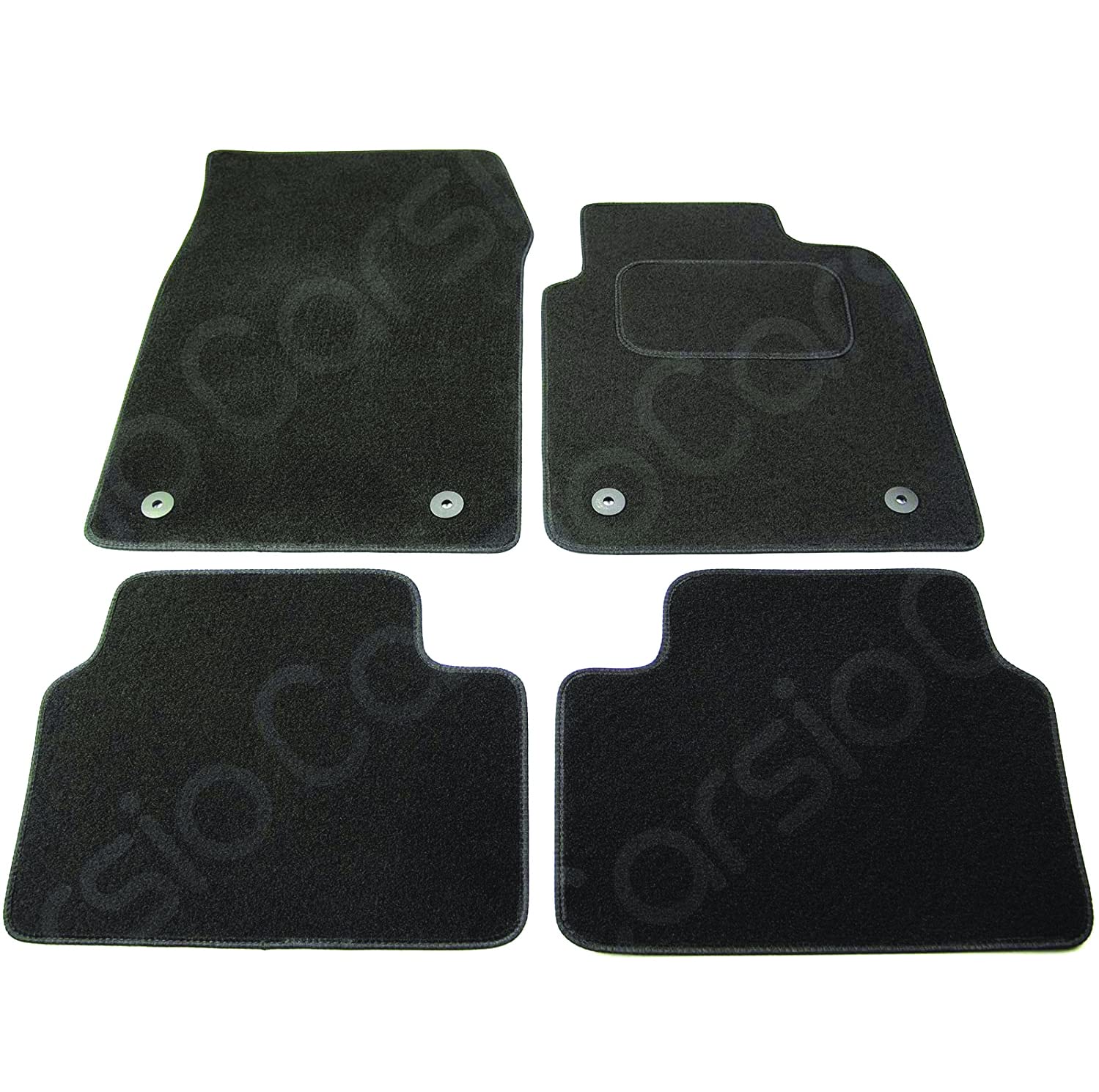 Carsio Carpet Car Mats For Vauxhall Vectra C/Signum 2003 to 2008 4 Piece Set With 4 Clips Tailored Fit Floor Mat Complete Accessory Black Custom Fitted - All Weather, Anti-Slip Backing & Black Trim