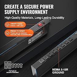 VEVOR 8 Outlet Horizontal 1U Rack Mount PDU Power