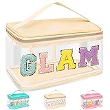 Chenille Letter Clear Makeup Bags Glam