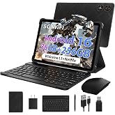 TOPWAH 11 Inch Tablet Android 16 Tablets with Keyboard, 36GB RAM + 256GB ROM (1TB Expand), 2K ISP Display Tablets,8000mAh,T606 Octa-Core, 13MP+8MP Dual Camera, 2.4G/5G WiFi, GPS, Widevine L1-Black