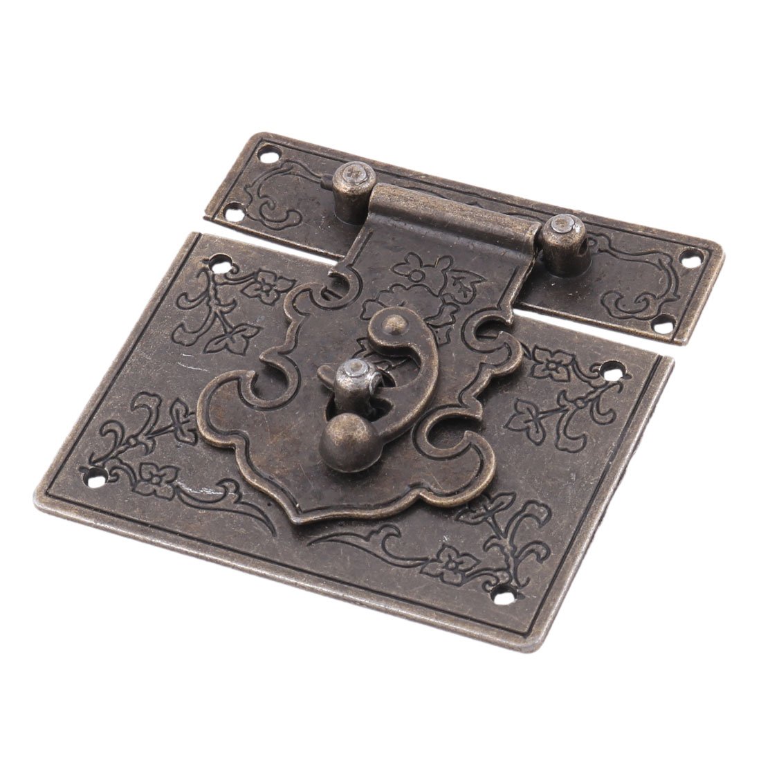 Sourcingmap Jewelry Box Vintage Style Swing Clasp Hasp Lock Latch 84mm x 83mm Set Bronze Tone