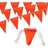 105FT Safety Warning Pennant Banner Flags – Multipurpose OSHA High Visibility Triangle Flags for outside fence, Roadwork, Party and Hazard Areas(ORANGE,45pcs,105FT)