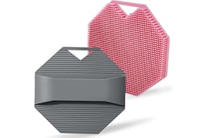 CAMENDE 2 Pack Silicone Body Scrubber, Exfoliating Body Scrubber for Sensitive Skin, Silicone Loofah with Anti-Slippery Handle, Stays Clean Easily, Travel-Friendly for Men & Women (Gray + Purple)