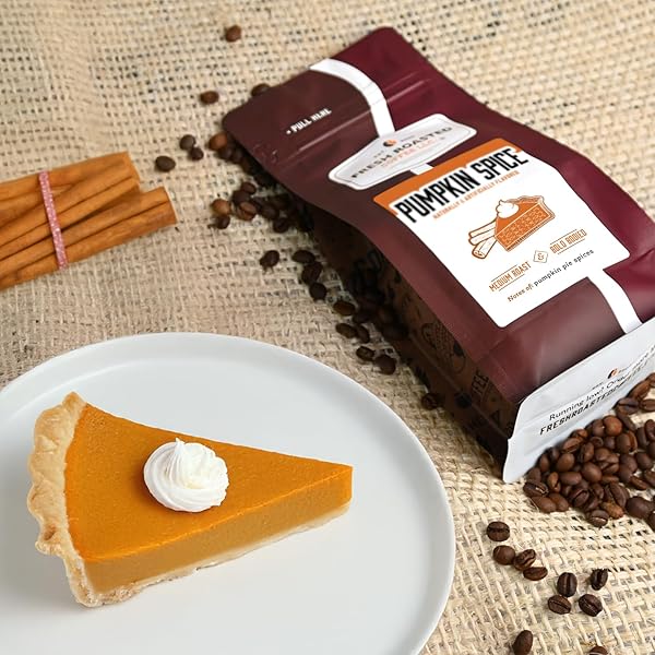 FRESH ROASTED COFFEE, PUMPKIN SPICE FLAVORED COFFEE, 12 OZ, MEDIUM ROAST, KOSHER, WHOLE BEAN