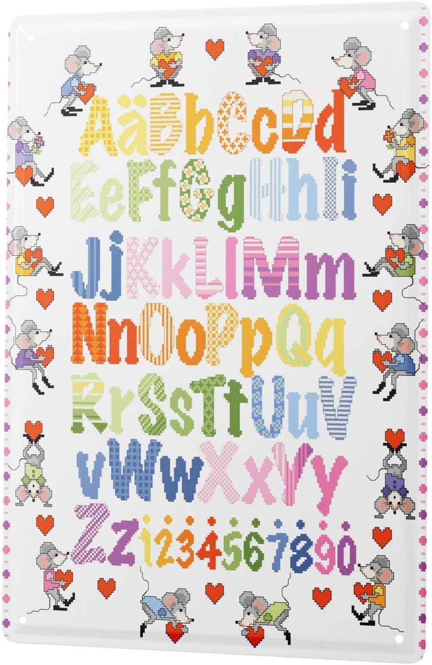Odeletqweenry Aluminum Sign, 8 x 12 Inch Decorative Tin Sign Metal Plate Poster Plaque Fun Lindner ABC Mice Metal Sign