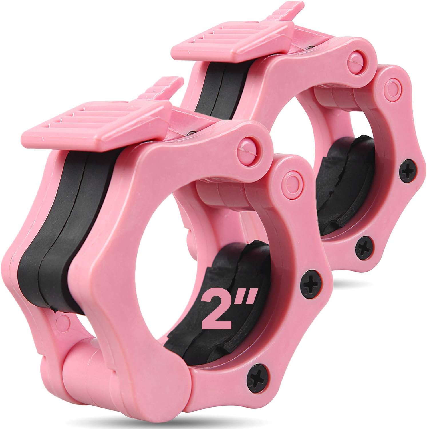 Quick-Release Safety Collars 2 inch, Set of 2- PINK – By Day 1 Fitness, Weight Locking Clips for Olympic Weightlifting 2” Bars - Heavy-Duty 2-inch Plate Clamps for Powerlifting, Strength Training : Sports & Outdoors