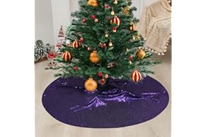 SquarePie Christmas Tree Skirt Sequin Glitter Halloween Decoration 50-Inch Purple