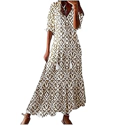 Today 2025 Womens Summer Dresses Short Sleeve Boho