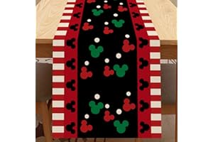 Seliem Red Black Table Runner, Funny Christmas Cute Polka Dot Home Kitchen Decor, Winter Holiday Seasonal Vintage Burlap Dining Decoration Indoor Outdoor Party Supply 13 x 72 Inches