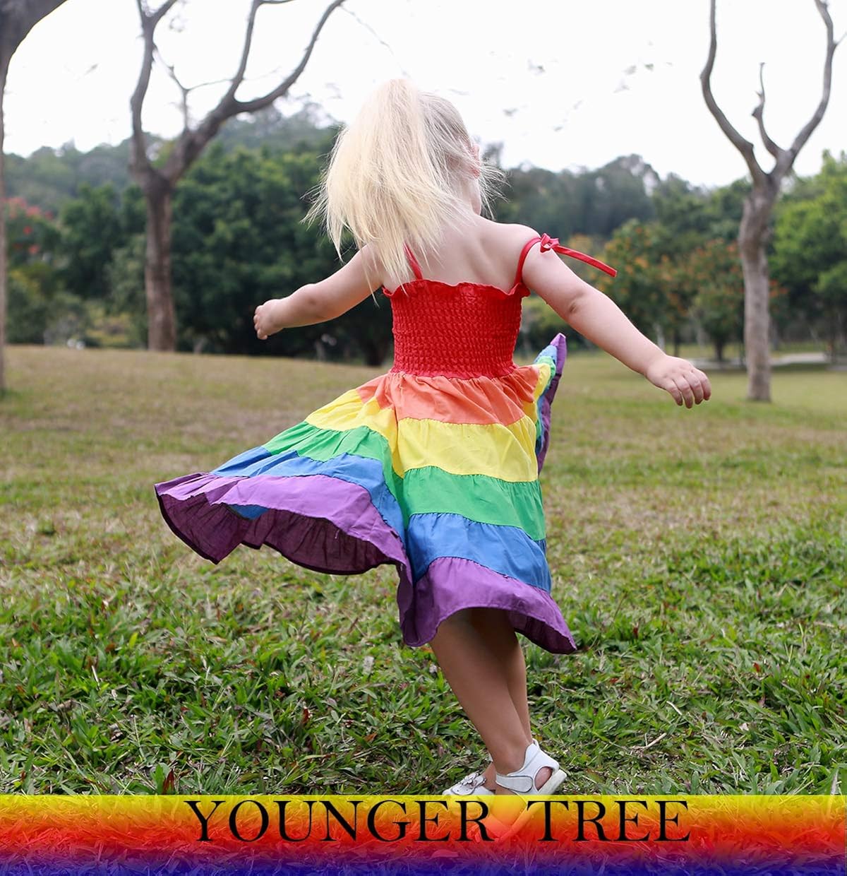 Baby Girls Rainbow Dress Toddler Princess Sleeveless Halter Beach Tutu Sundress: Clothing