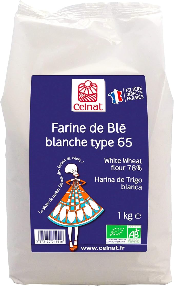 CELNAT, Organic French Bread Flour, Type 65 [1KG] Product of France Amazon.co.uk Grocery