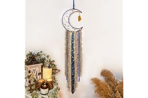 ANROYE Witchy Crescent Moon Dream Catcher with Purple Agate, Witch Pagan Woven Wall Hanging Dreamcatcher with Light, Gothic Wiccan Hippie Decor with Ornament Decoration Women Gift for Bedroom Christmas