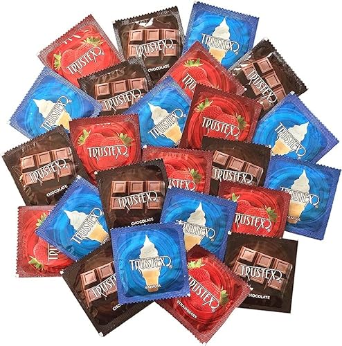 Trustex Neapolitan Condom Bundle with a Classy Brass Pocket Case  (Chocolate, Strawberry, and Vanilla) Premium Flavored Latex Condoms-24  Count in Kenya | Whizz