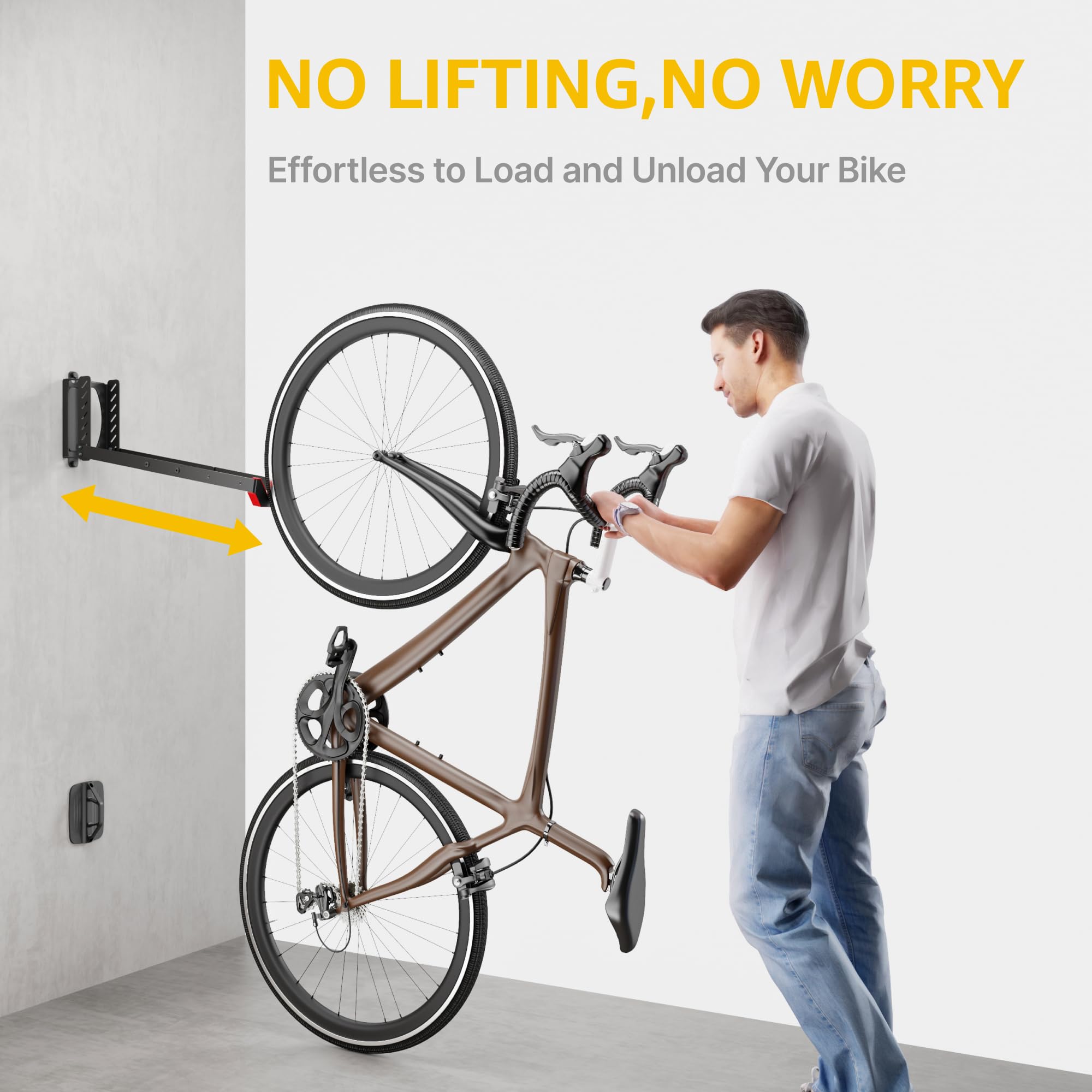 monTEK Swivel Bike Wall Mount, No Heavy Lifting Required Bike Wall Mount, Bike Hangers for Garage, Space-Saving Bike Rack Garage, Easy to Load and Unload, Bike Hanger Can Hold Up to 77 lbs, 2 Pack