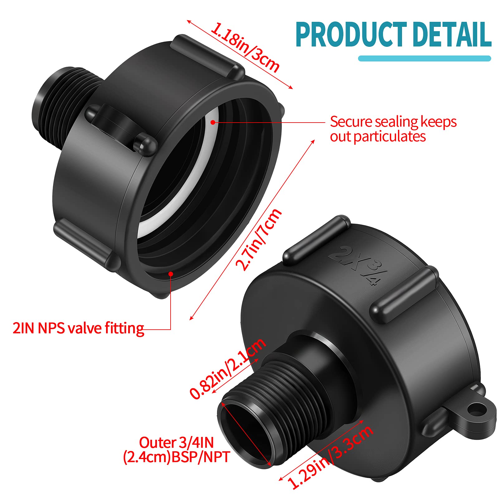 VYH 275-330 Gallon IBC Tote Water Tank Adapter, 2" Coarse Thread, IBC Tote Adapter With 1/2 NPT Thread Garden Hose Valve(Lead-Free), IBC Tote Fittings, IBC Tote To Garden Hose Adapter. In - Foto 7