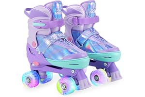 RunRRIn Adjustable Kids Roller Skates for Girls Boys with Light Up Wheels –Skates for Kids Ages 6-12, Toddler 3-5, Youth and Women Beginners Indoor and Outdoor