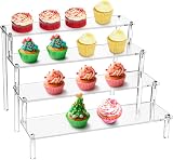 QWORK 4 Tier Clear Acrylic Display Stand 30x25x20cm 4mm Thickened Board view 3