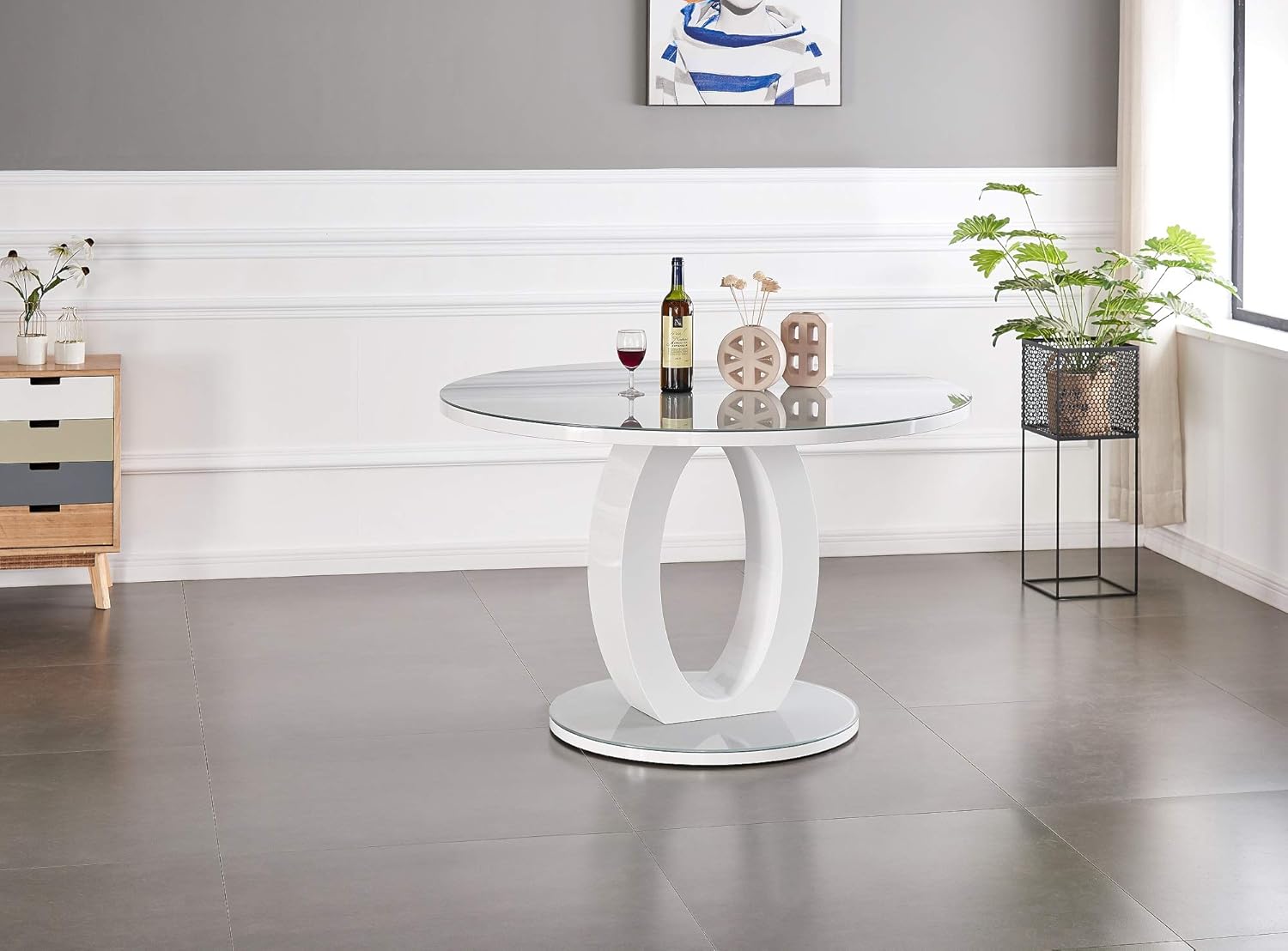 Dining Table 4 Black Willow Chairs Furniturebox Uk Giovani Modern Stylish Grey White High Gloss And Glass 100cm Round Dining Table And 4 Premium Willow Chairs Set Dining Room Sets Home