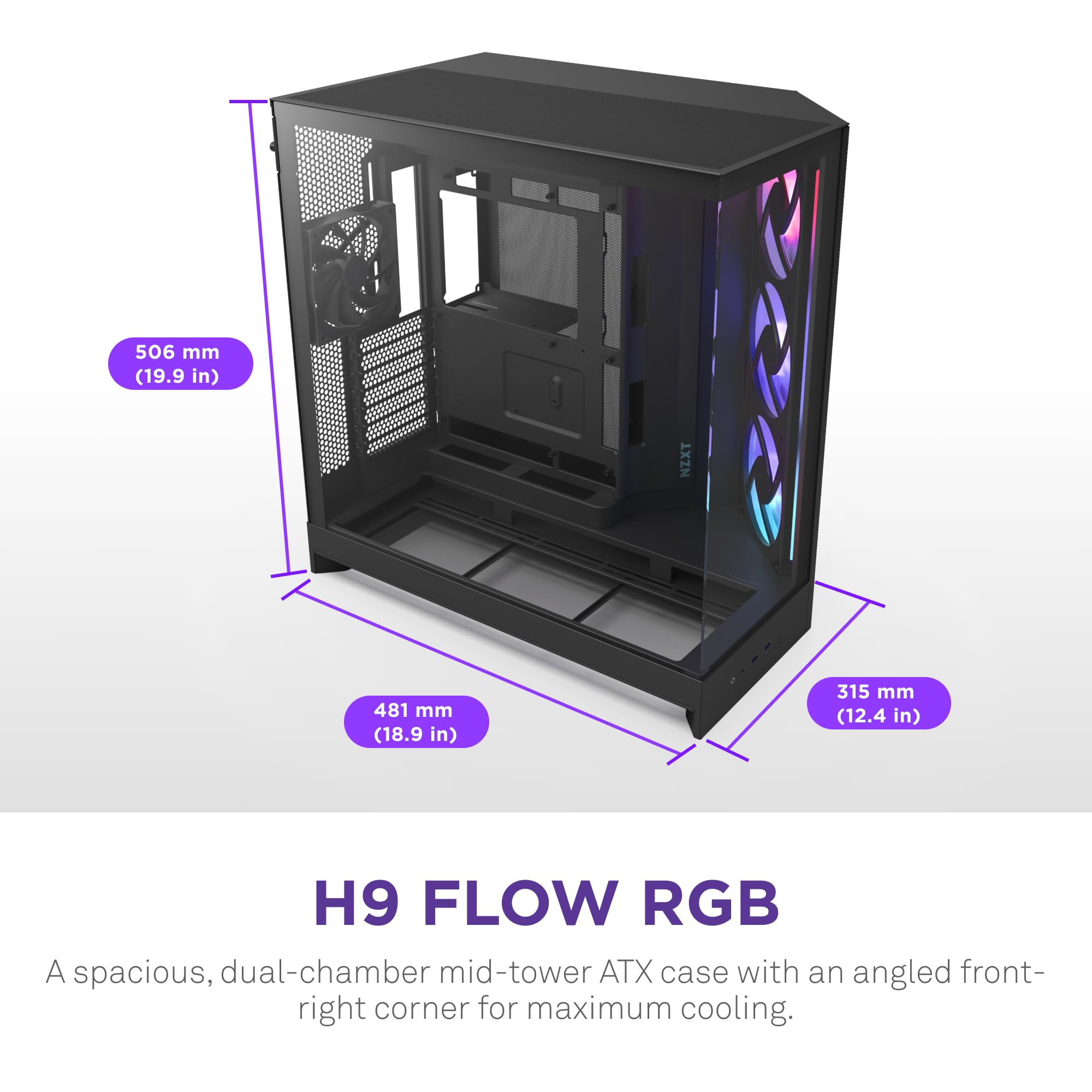 Nzxt H9 Flow Rgb Pc Case Interior Layout