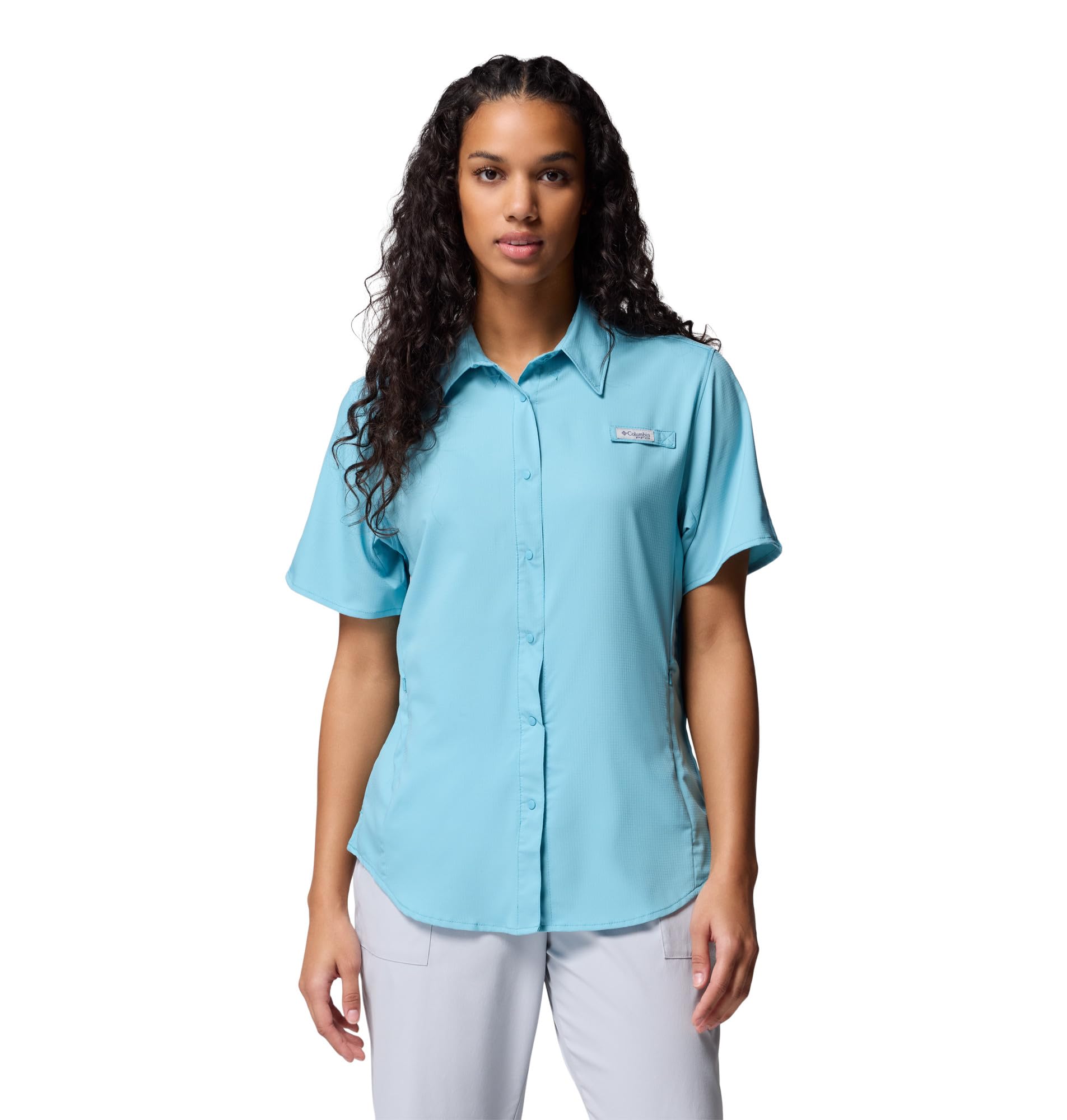 Columbia Womens PFG Tamiami II Short Sleeve Fishing Shirt, Vintage Blue, X-Small Image Columbia Womens PFG Tamiami II Short Sleeve Fishing Shirt, Vintage Blue, X-Small Image
