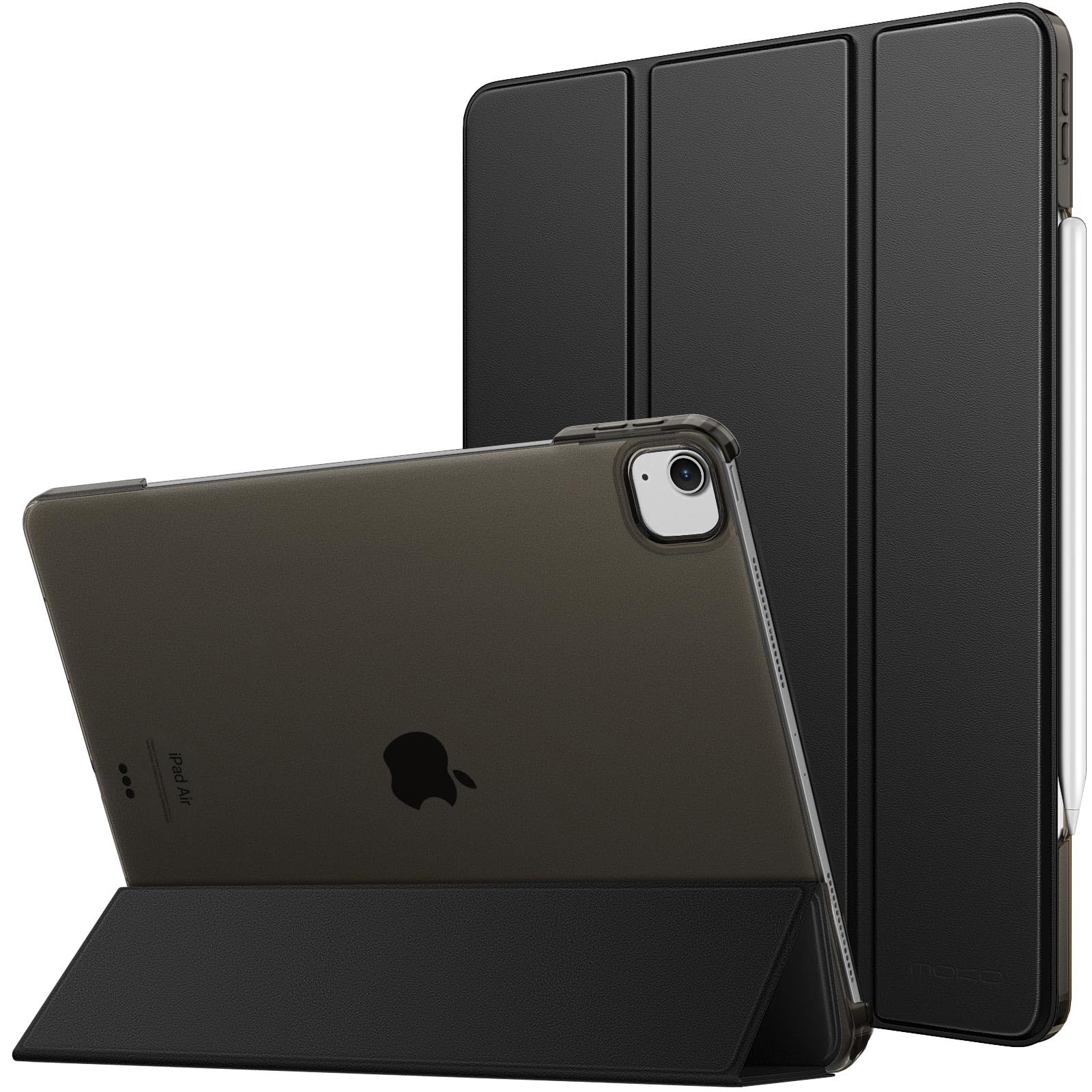 Photo 1 of  4MoKo for iPad Air 13 Inch Case (M3 2025/M2 2024), iPad Pro 12.9 Case (6th/5th Gen 2022/2021), Slim Smart Shell Translucent Frosted Hard PC Back Cover, Support Pencil Pro/2nd/USB-C, Black