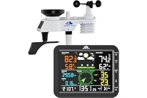 AIRAIN TECH 10-in-1 Wireless Weather Station with Outdoor Wireless Sensor,Radio Controlled Clock,Rain Gauge,Wind Speed/Direction,Moon Phase, Barometer,Temperature/Humidity,Weather Forecast (NO WiFi)