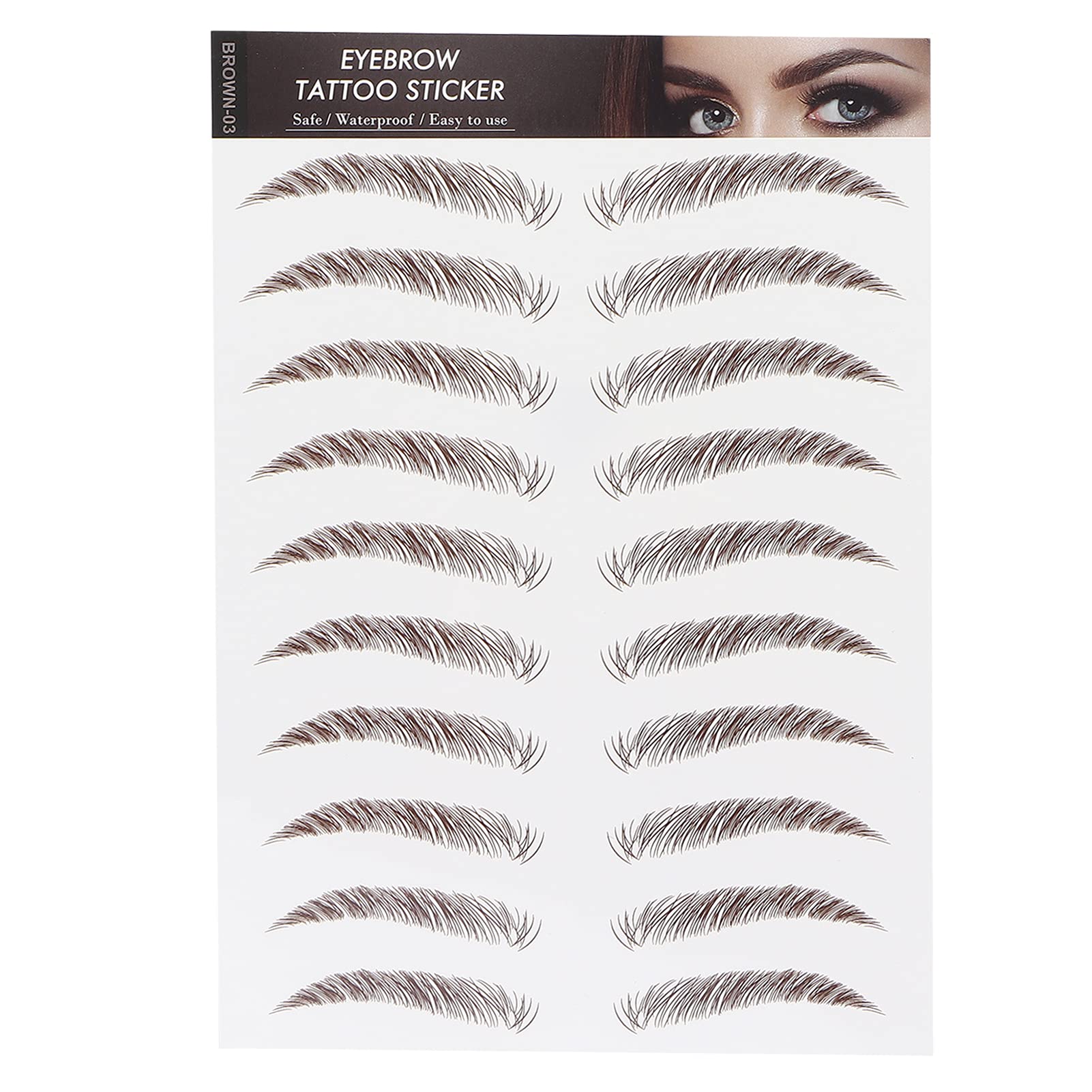 Professional Waterproof Eyebrow Grooming & Shaping Tattoo Stickers for Women (BROWN-03)