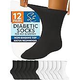 Special Essentials Diabetic Socks for Men & Women – 12 Pairs of Non-Binding Moisture-Wicking Neuropathy Socks – Ankle Length