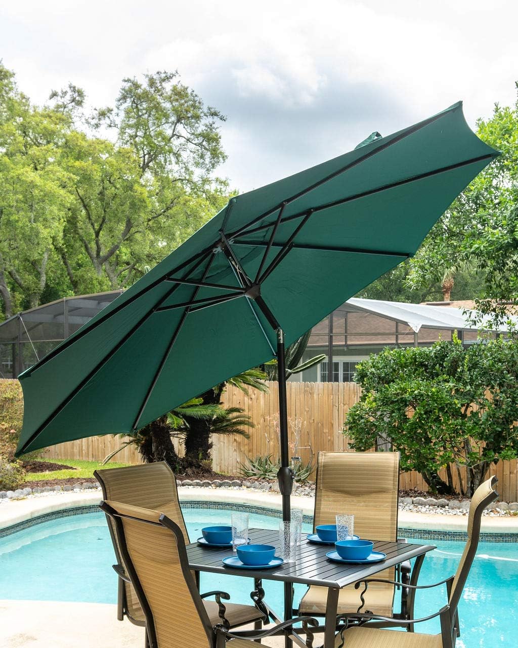 dark green outdoor umbrellas on Amazon Com Pebble Lane Living 9 Outdoor Patio Umbrella Tilt Crank Garden Outdoor
