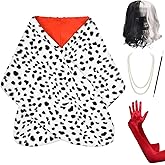 HMPRT Halloween Costume Women 2025- Dalmatian Shawl, Red Gloves, Necklace and Wig Cap Accessories for Adult (Short Wig)