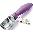 Spring Chef Metal Ice Cream Scoop with Soft Grip Handle, Heavy Duty Sturdy Ice Cream Scooper, Dishwasher Safe Ice Cream Spoon for Cookie Dough, Frozen Yoghurt, Gelato, Sorbet, Sundae, Melon - Orchid