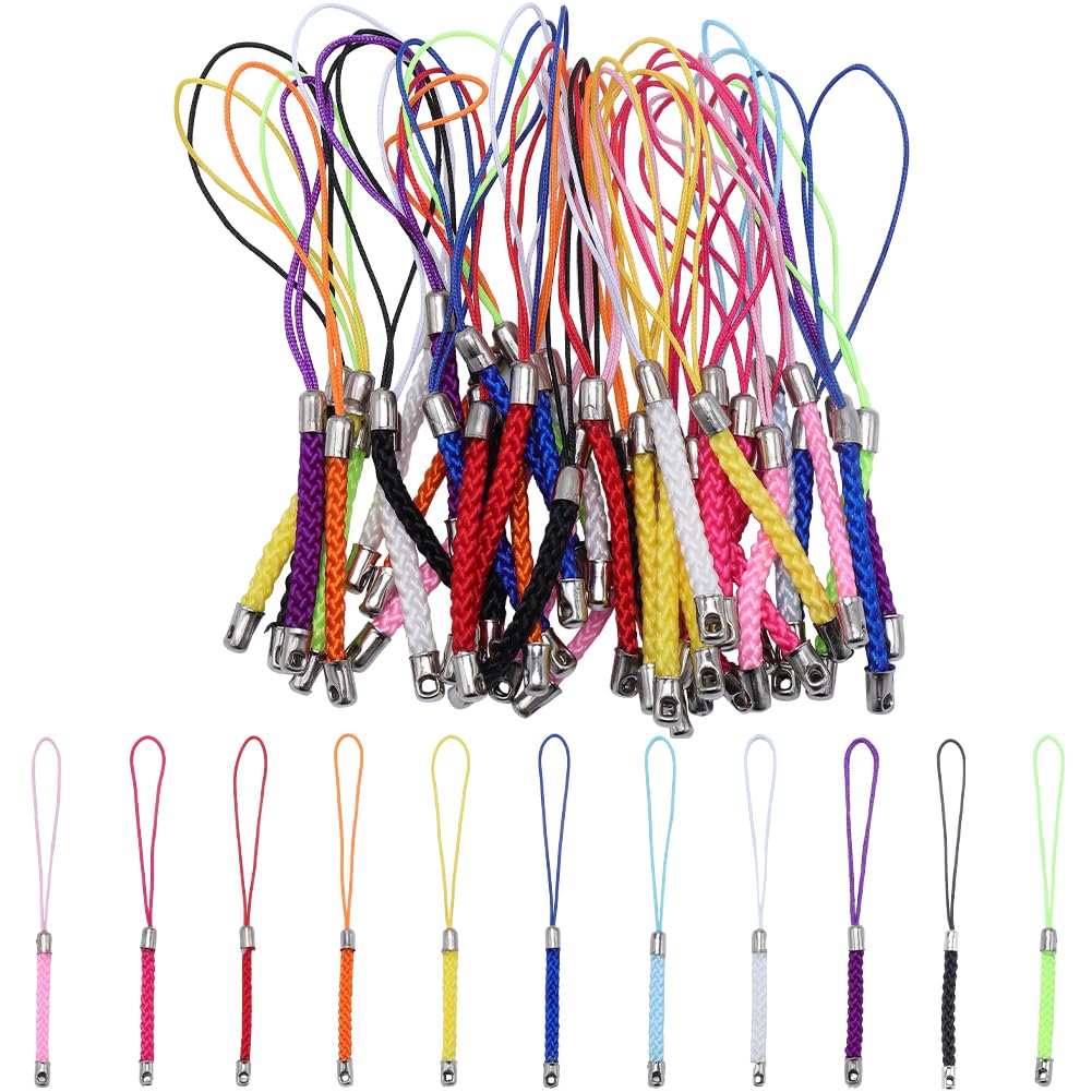 GORGECRAFT 66Pcs 11 Colors Phone Lanyard Straps Hand Wrist Strap Multi-Functional Cell Phone Charm String Lariat Lanyards with Silver Finding for Hanging Cellphone Keyring Trinkets USB Flash Gifts