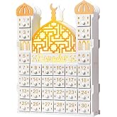 Glooglitter Wooden Ramadan Advent Calendar 30 Storage Drawers Ramadan Countdown Calendar 30 Days Advent Muslim Islam Castle Decorations for Eid Party Supplies