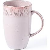 TaoTaojarvie Ceramic Coffee Mugs, Extra Large, 22 oz Big Mug,Tea and Coffee Cups, Hand-painted Mugs, Large Handle, Tall Coffee Mug for Office/Home, Microwave and Dishwasher Safe. (Pink)