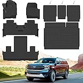 All Weather Car Floor Mats Cargo Liner with Backrest Mat for 2025 Ford Expedition Max 7 Seats, TPE Rubber Liners Full Set Automotive Mats for 2025 Expedition Max Accessories