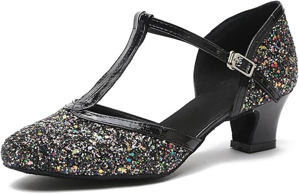 girls black glitter pumps