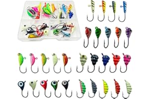JIATAI FISHING 24Pcs Ice Fishing Jigs for Panfish Crappie Sunfish Walleye Ice Fishing Jig Box Gear Accessories Ice Fishing Tackle Box Set