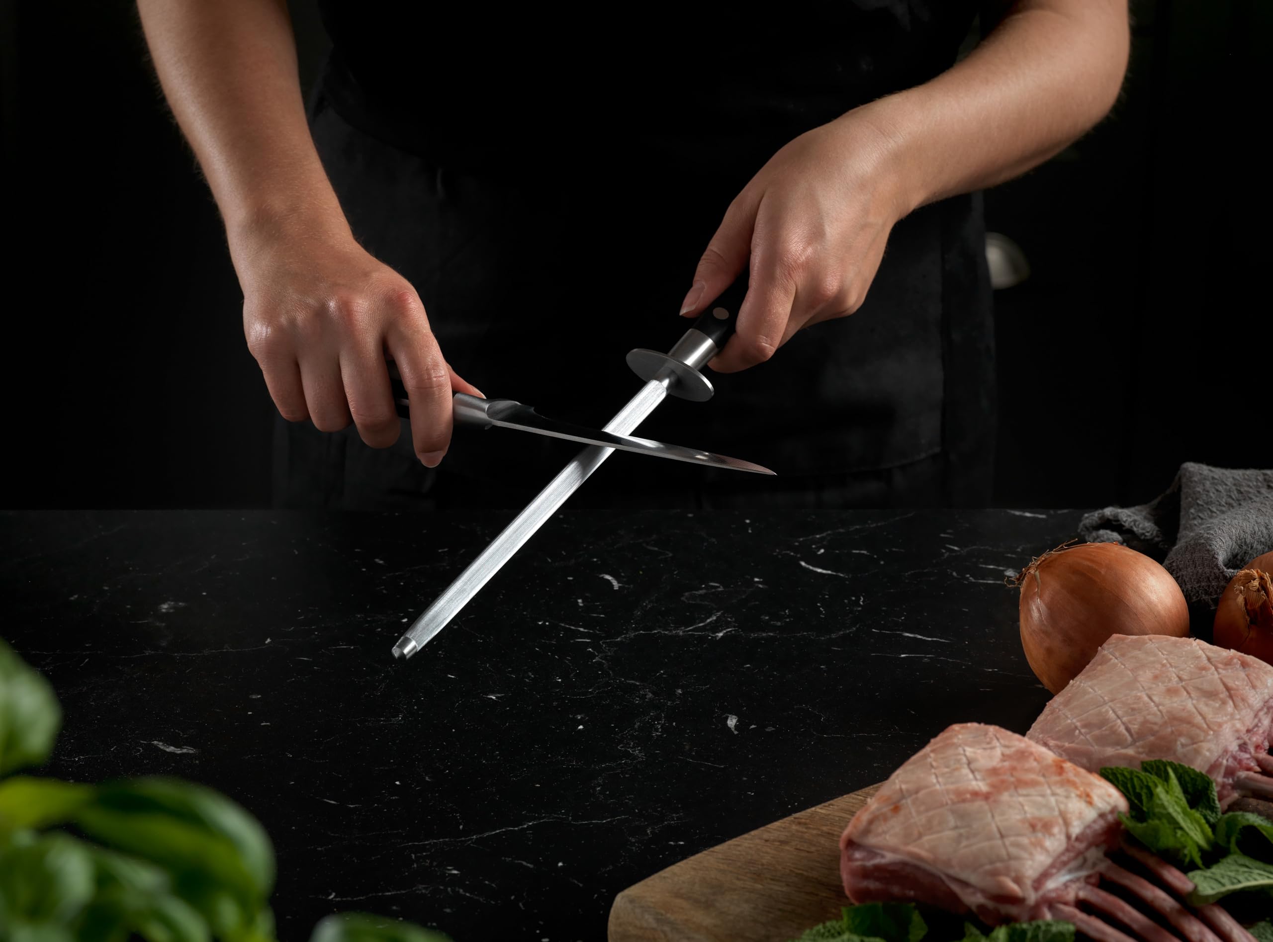 Stellar Classic 21cm Sharpening Steel for Kitchen Knives, Stainless Steel, Triple Riveted Handle